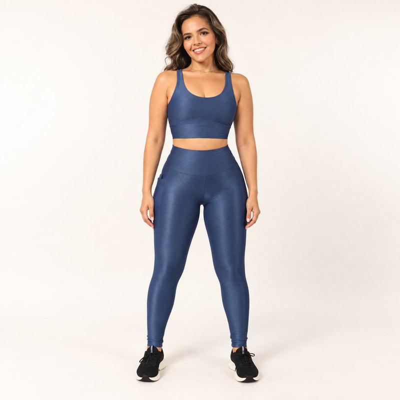 Conjunto Fitness Feminino de Top e Legging com Bolsos – Carol