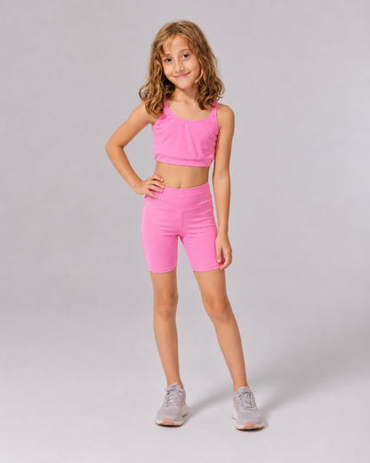Conjunto Infantil Top e Short em Lycra Rosa | Clima Urbano