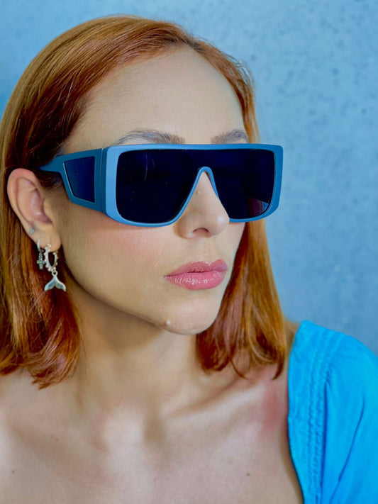 Óculos de sol geométrico azul - polarizaddo proteção UVA-UVB
