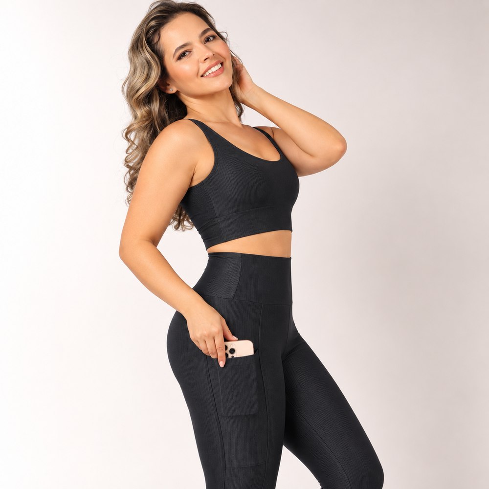 Legging com Bolso Poliamida Microcanelada — foto 3 | Clima Urbano