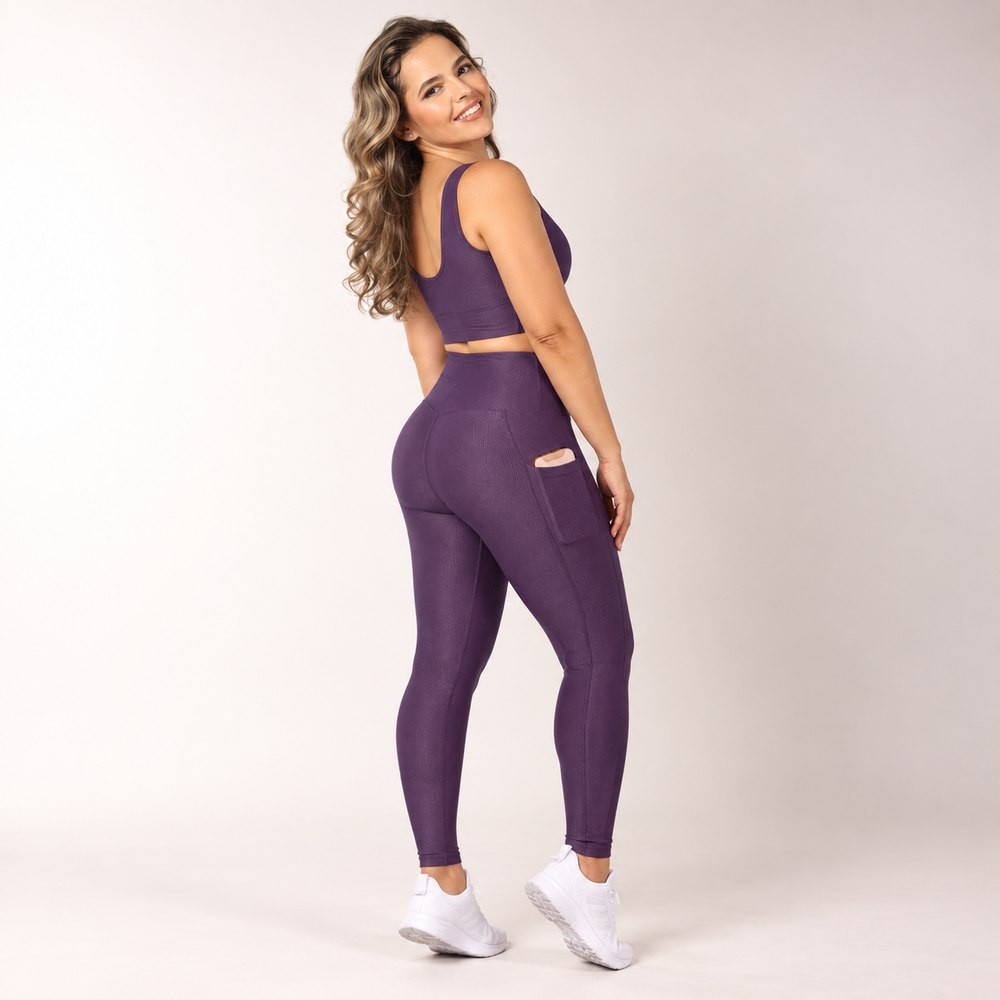 Legging com Bolso Poliamida Microcanelada — foto 5 | Clima Urbano