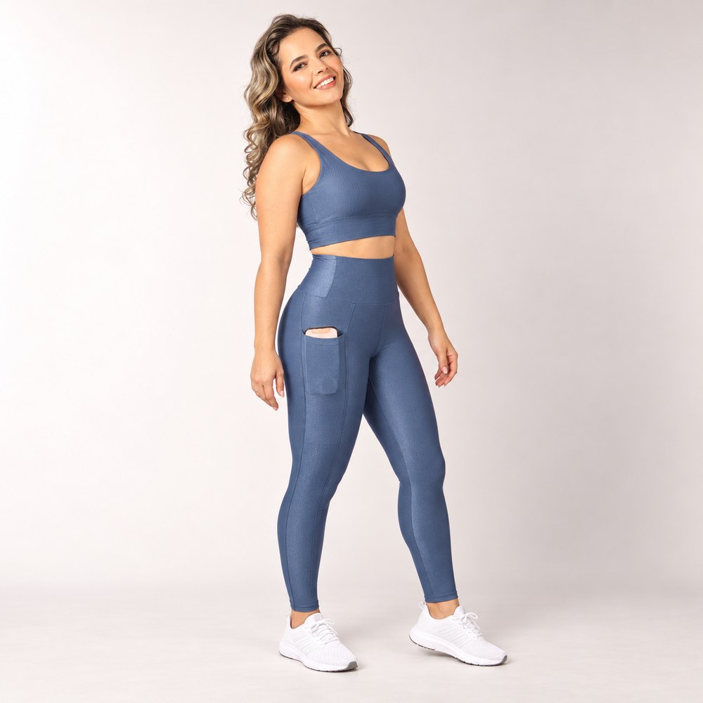 Legging com Bolso Poliamida Microcanelada — foto 7 | Clima Urbano
